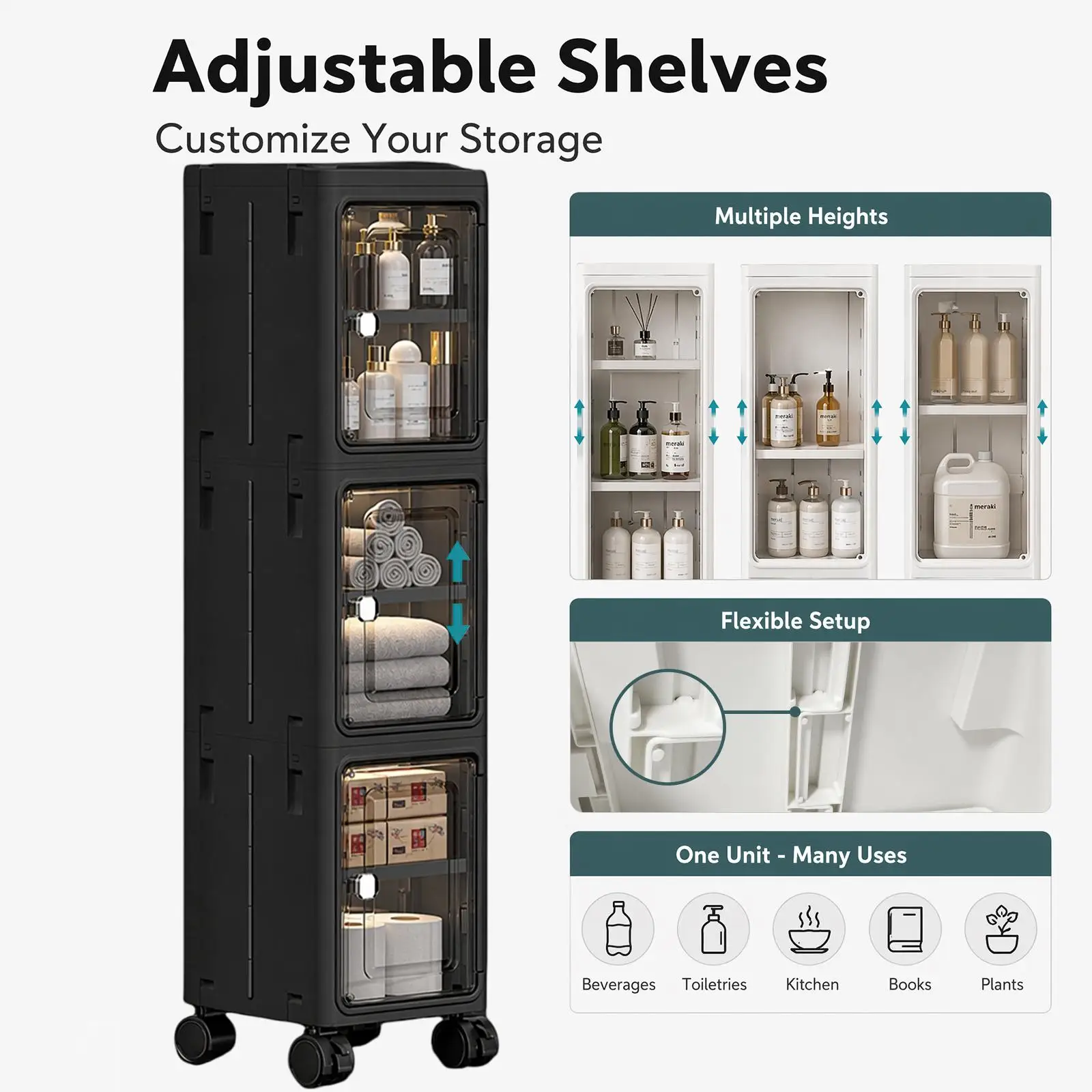 5-Tier Black Slim Narrow Rolli - đánh giá và giá Kitchen Gadgets Organizer